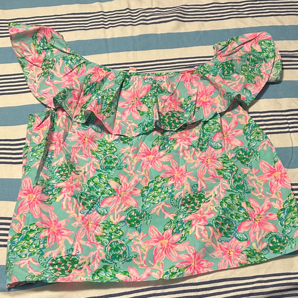Lilly Pulitzer Pink and Green Floral Top